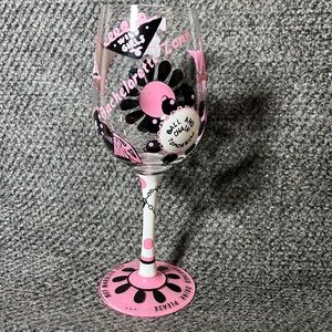 Lolita Bachelorette Wine Glass Handpainted Party Stemmed Wine Glass